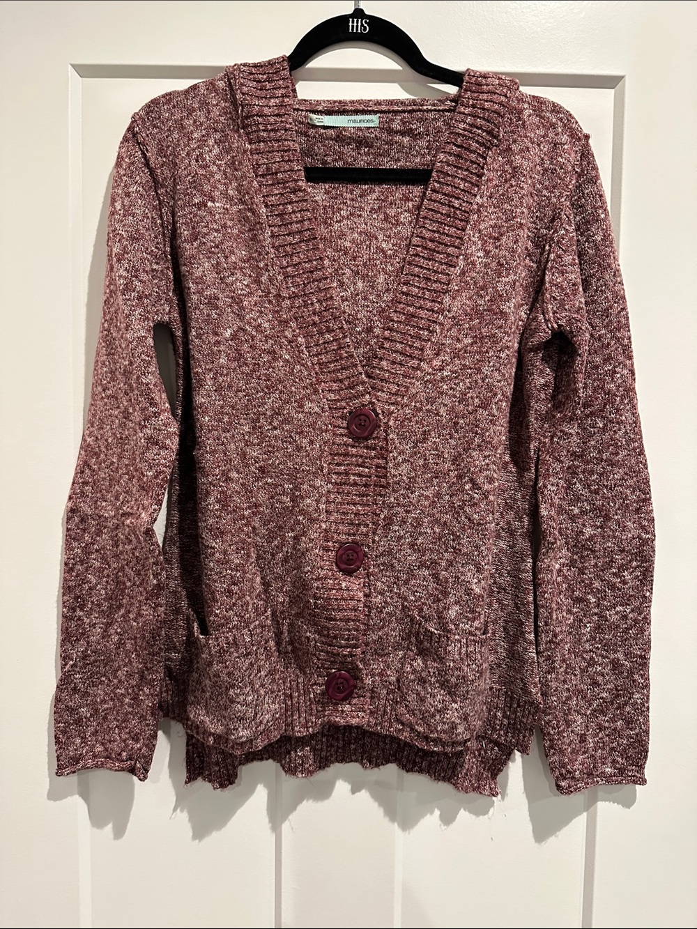 Cozy hooded Button Cardigan Sweater - Maroon